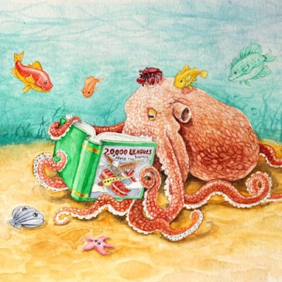 Octopus Reading A Book